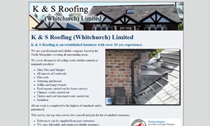 K and S Roofing website image